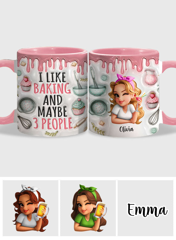 I Like Baking & Maybe 3 People - Personalized Baking Accent Mug