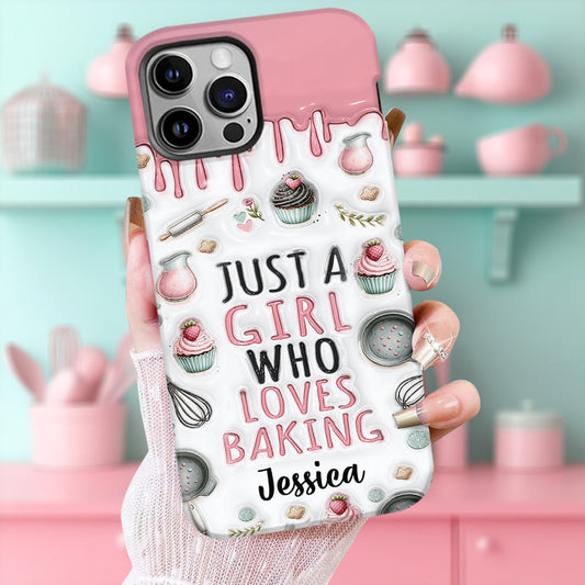 Une fille qui adore pâtisser - Coque de téléphone personnalisée avec impression intégrale sur le thème de la pâtisserie