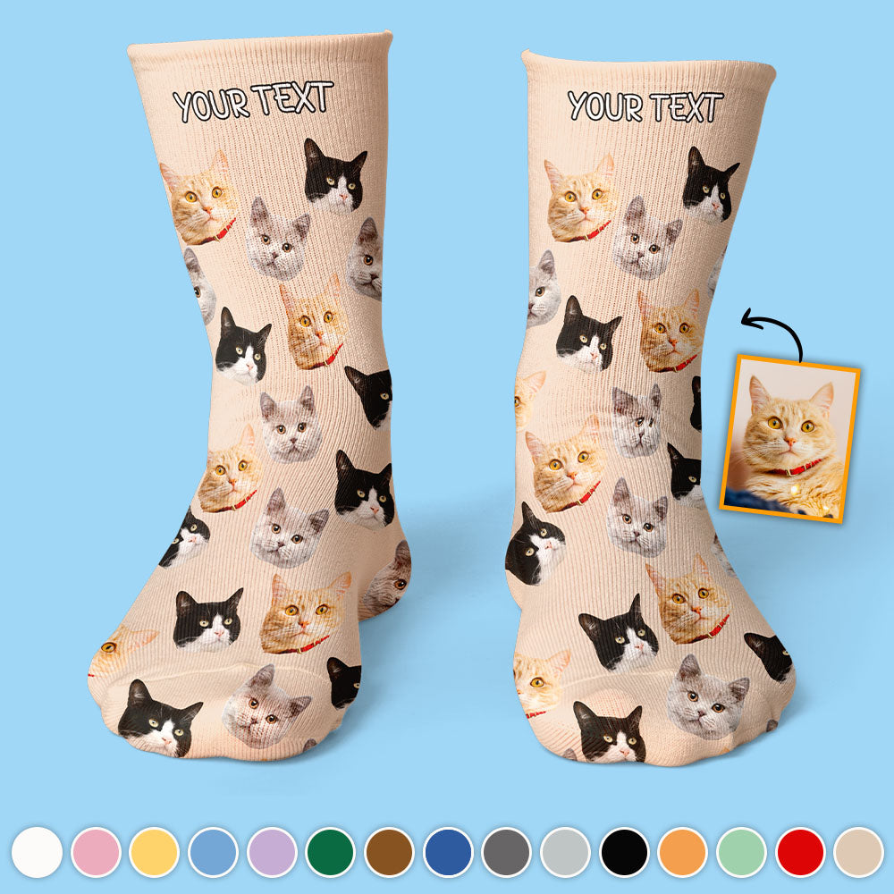 Put Any Faces On Socks - gift for anyone, dog lover, cat lover - Personalized Socks