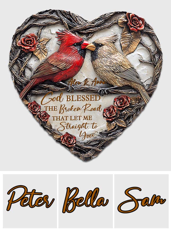 Dieu a béni le chemin brisé - Pierre en forme de cœur personnalisée pour couple