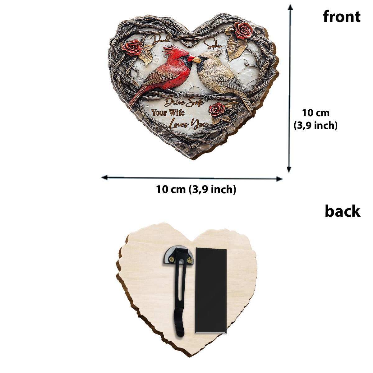 Drive safe - Personalized Couple Shaped Car Visor Clip