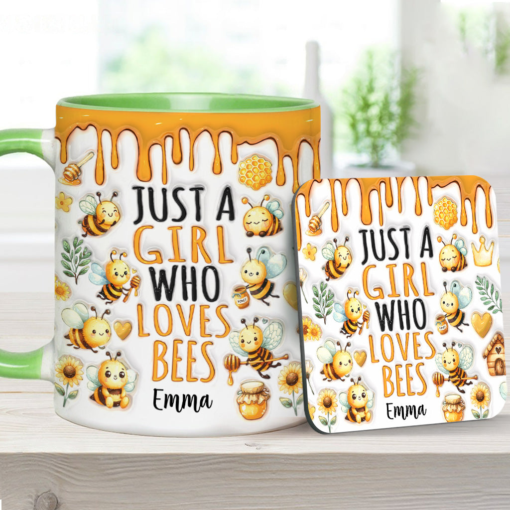 Mug personnalisé « Juste une fille qui aime les abeilles » avec motif abeille