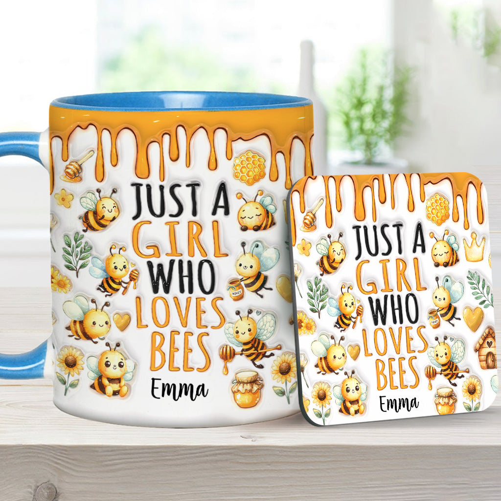 Mug personnalisé « Juste une fille qui aime les abeilles » avec motif abeille