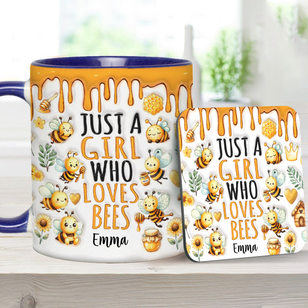 Mug personnalisé « Juste une fille qui aime les abeilles » avec motif abeille