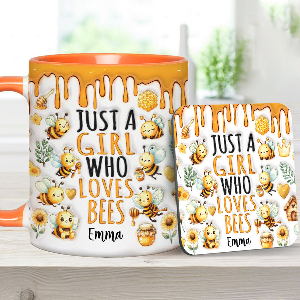 Mug personnalisé « Juste une fille qui aime les abeilles » avec motif abeille