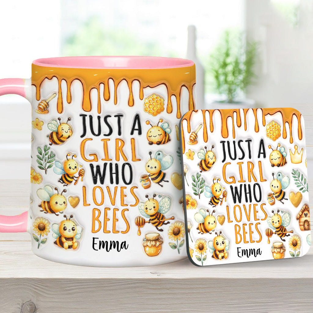 Mug personnalisé « Juste une fille qui aime les abeilles » avec motif abeille