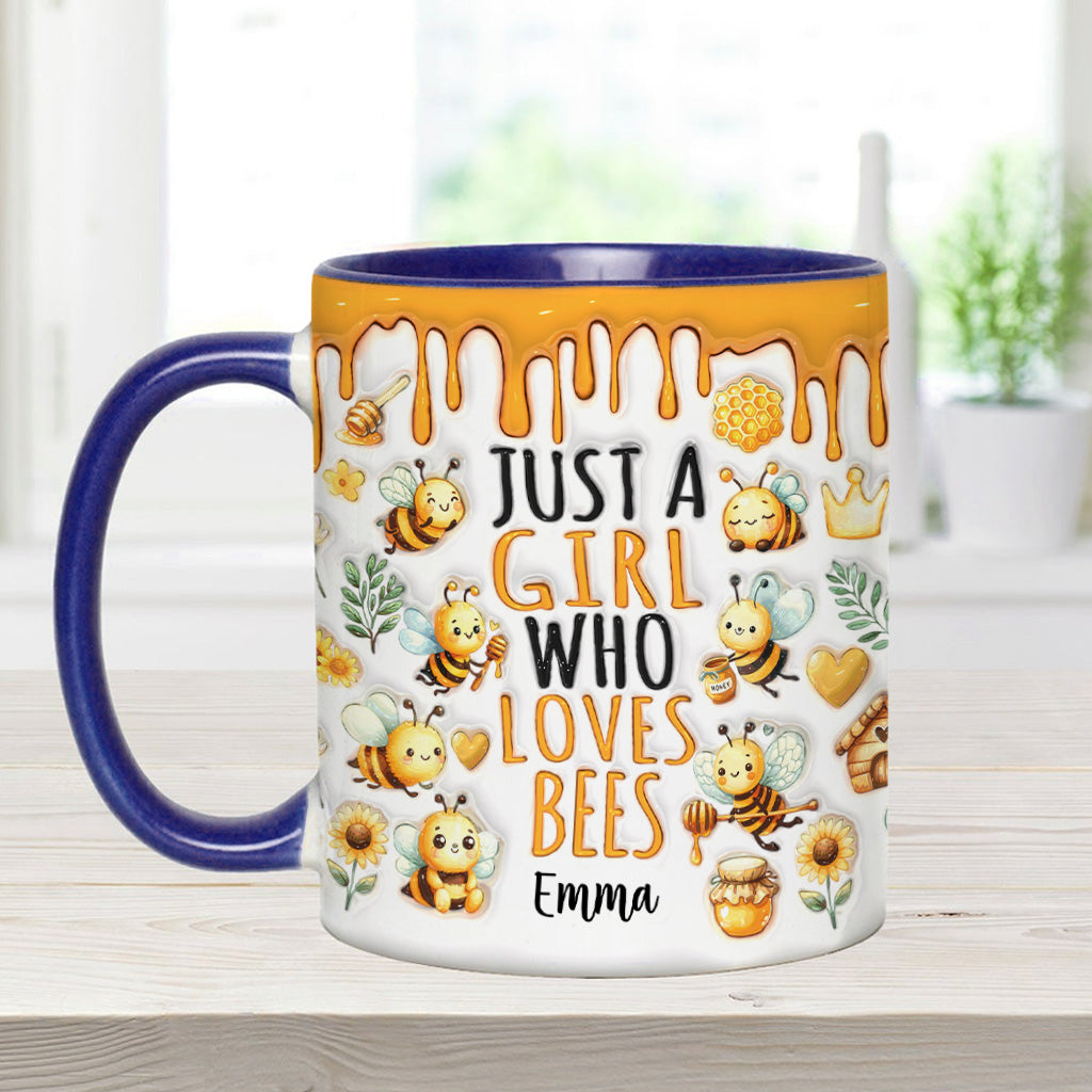Mug personnalisé « Juste une fille qui aime les abeilles » avec motif abeille