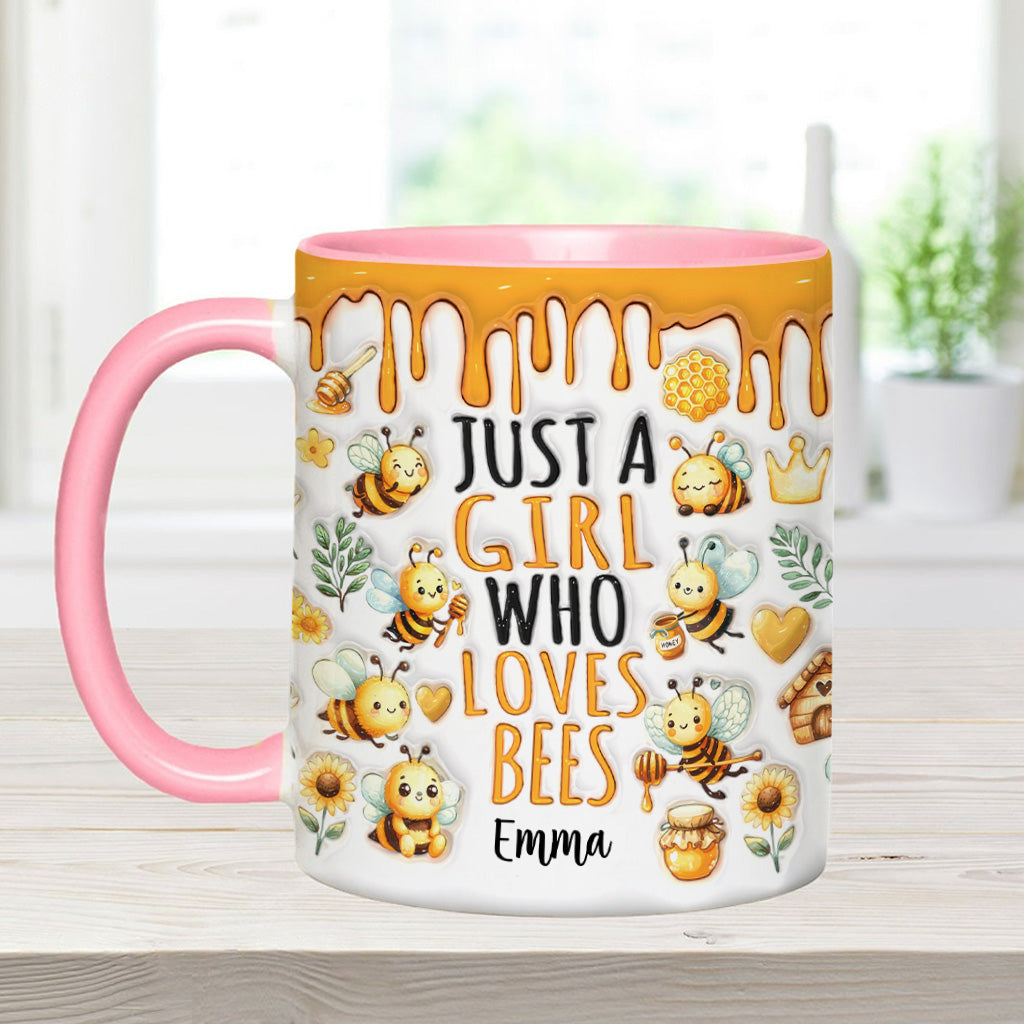 Mug personnalisé « Juste une fille qui aime les abeilles » avec motif abeille