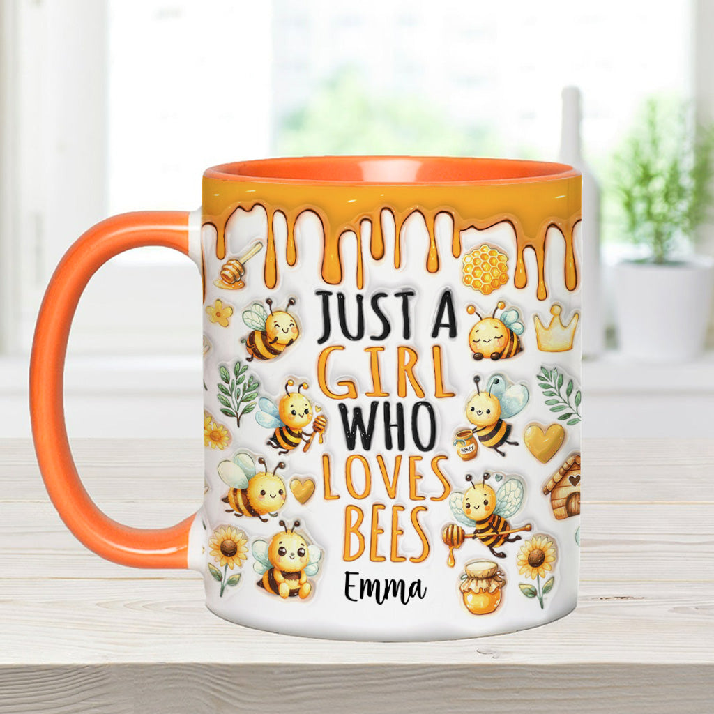 Mug personnalisé « Juste une fille qui aime les abeilles » avec motif abeille