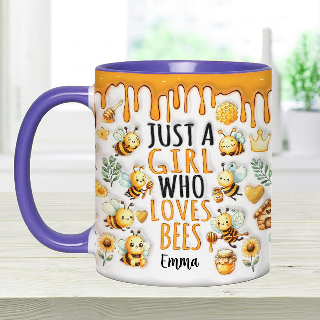 Mug personnalisé « Juste une fille qui aime les abeilles » avec motif abeille