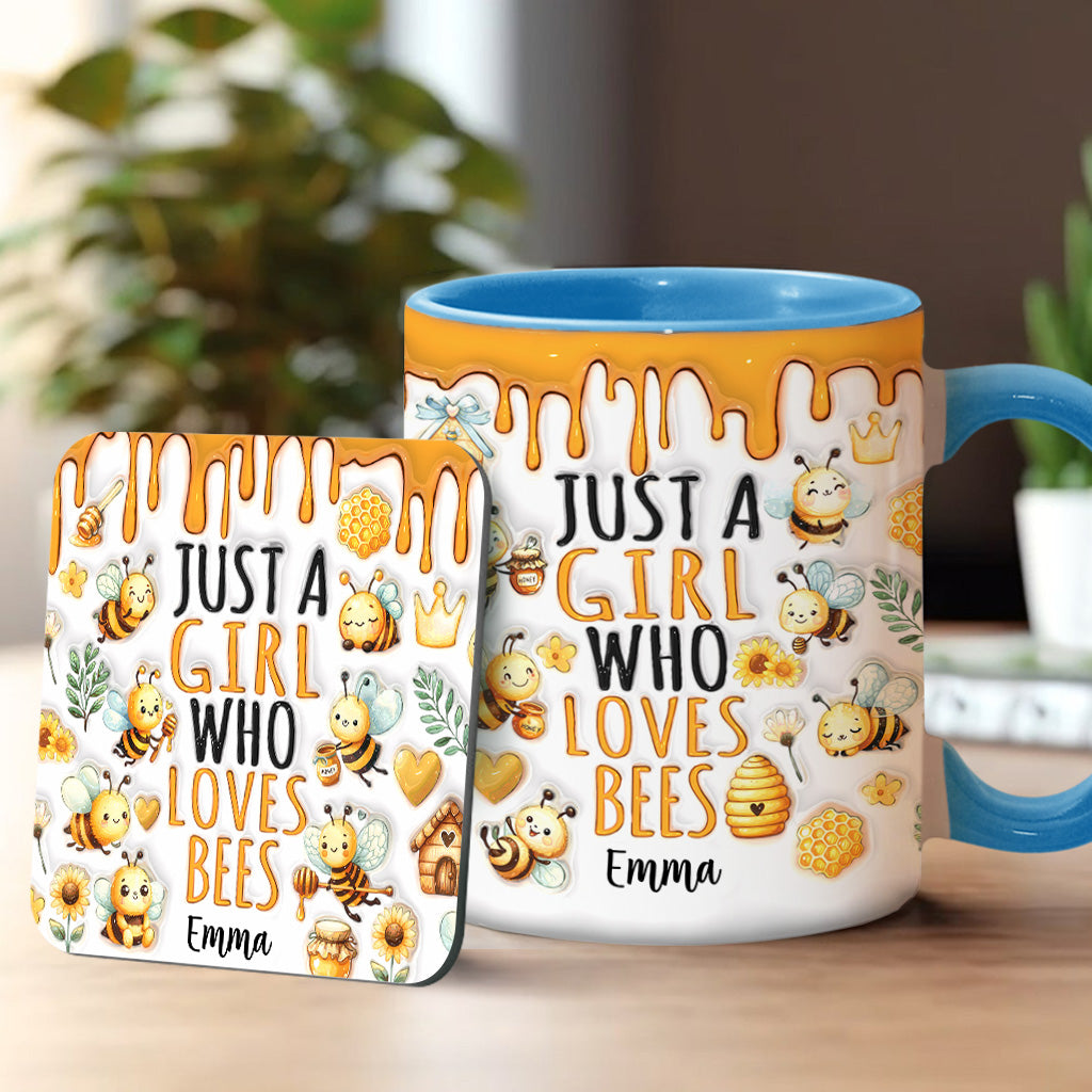 Mug personnalisé « Juste une fille qui aime les abeilles » avec motif abeille