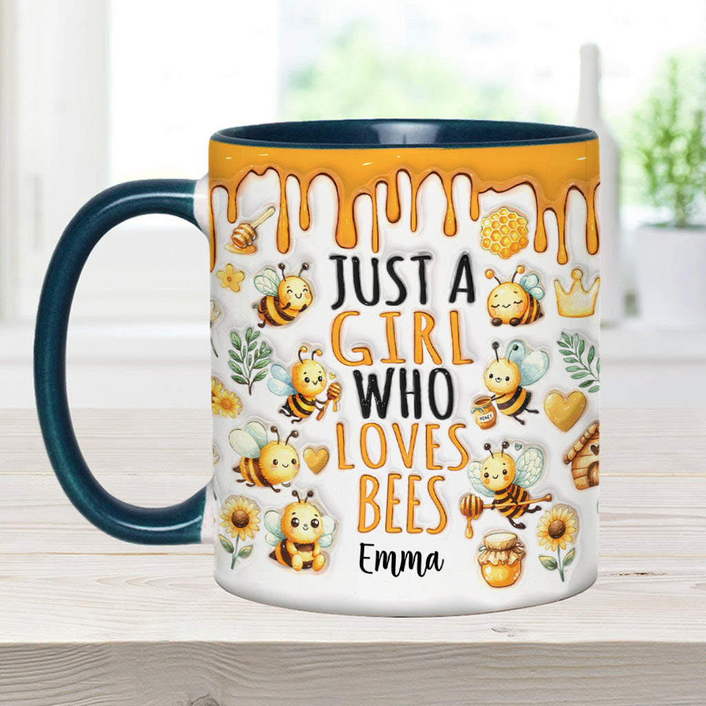 Mug personnalisé « Juste une fille qui aime les abeilles » avec motif abeille
