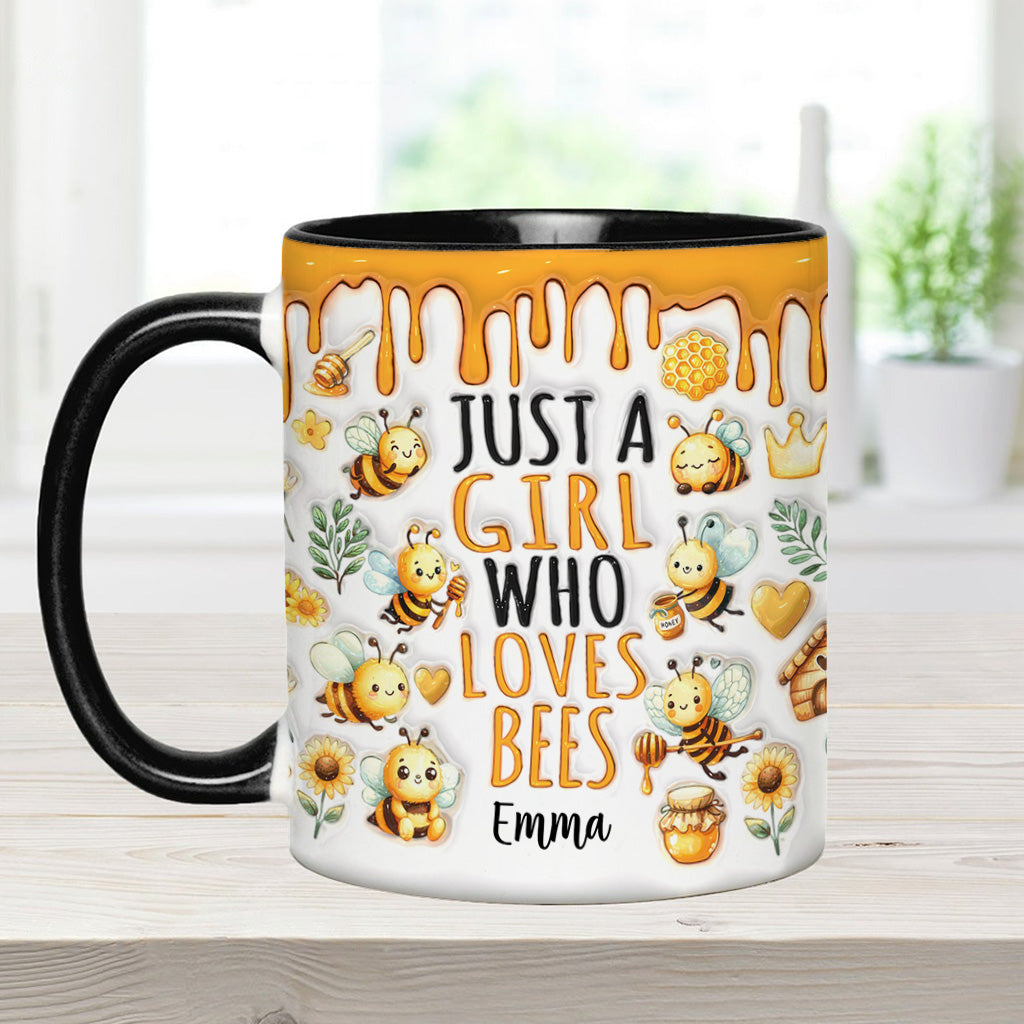 Mug personnalisé « Juste une fille qui aime les abeilles » avec motif abeille