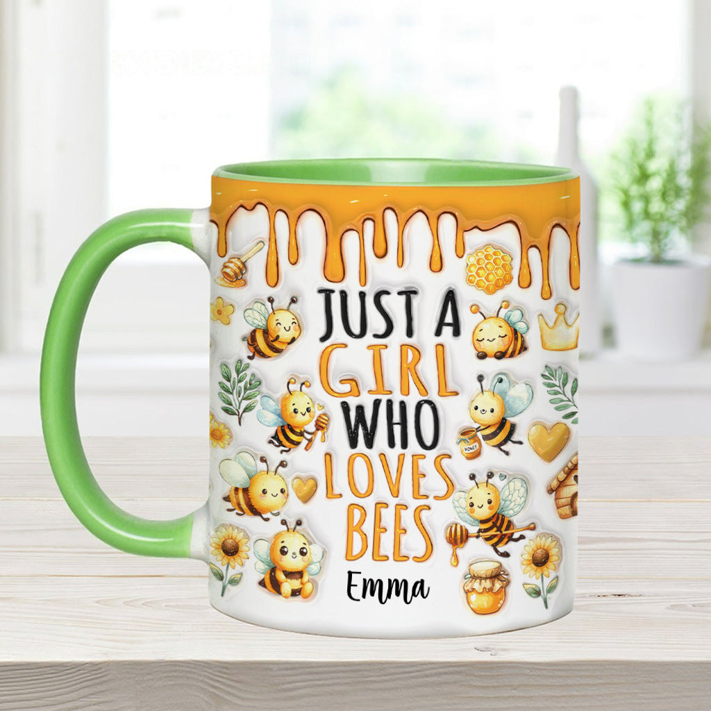 Mug personnalisé « Juste une fille qui aime les abeilles » avec motif abeille
