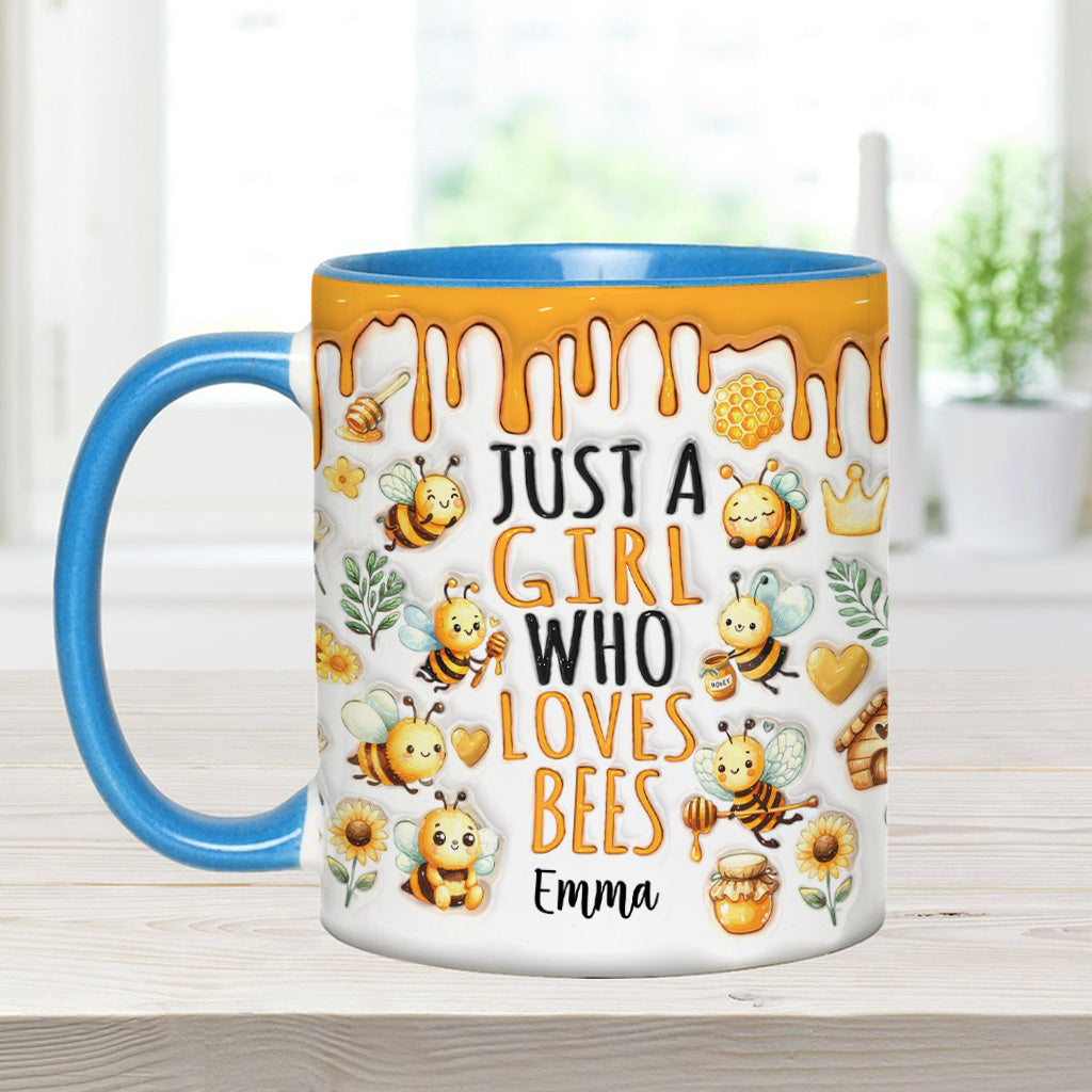 Mug personnalisé « Juste une fille qui aime les abeilles » avec motif abeille