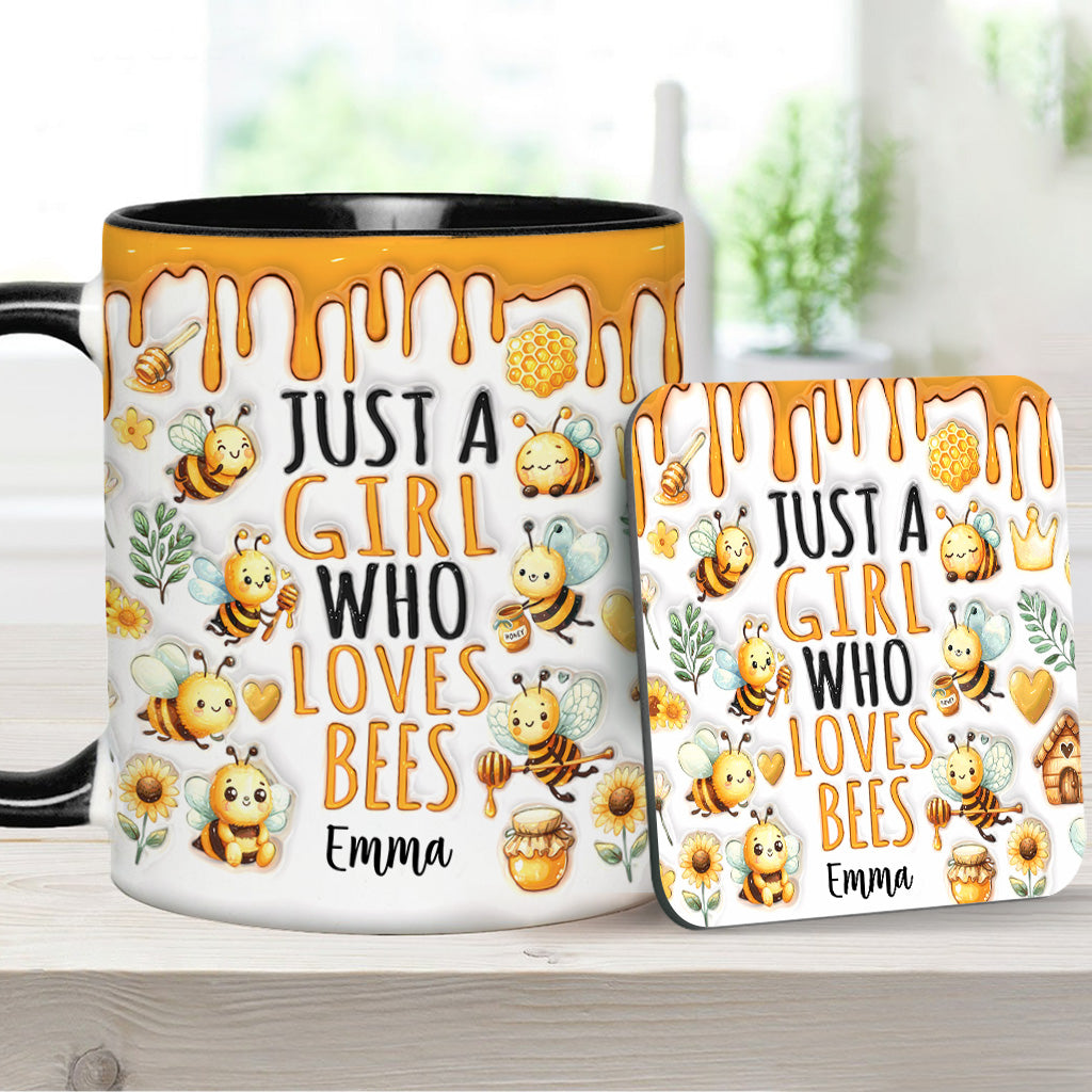 Mug personnalisé « Juste une fille qui aime les abeilles » avec motif abeille