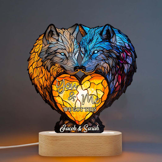Toi et moi, on gère ! - Socle lumineux personnalisé en forme de loup