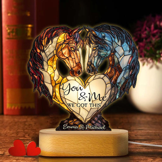 Toi et moi, on gère ! - Plaque lumineuse personnalisée en forme de cheval