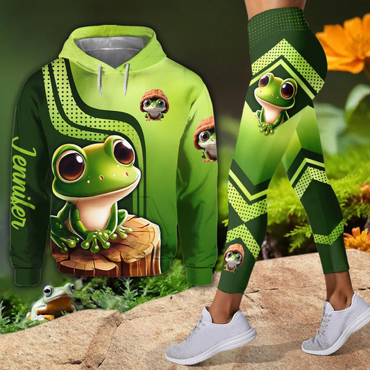 J'adore les grenouilles - Sweat à capuche et legging personnalisés avec grenouille
