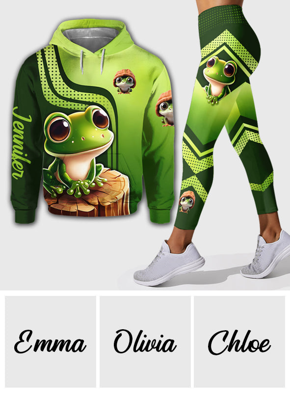 J'adore les grenouilles - Sweat à capuche et legging personnalisés avec grenouille