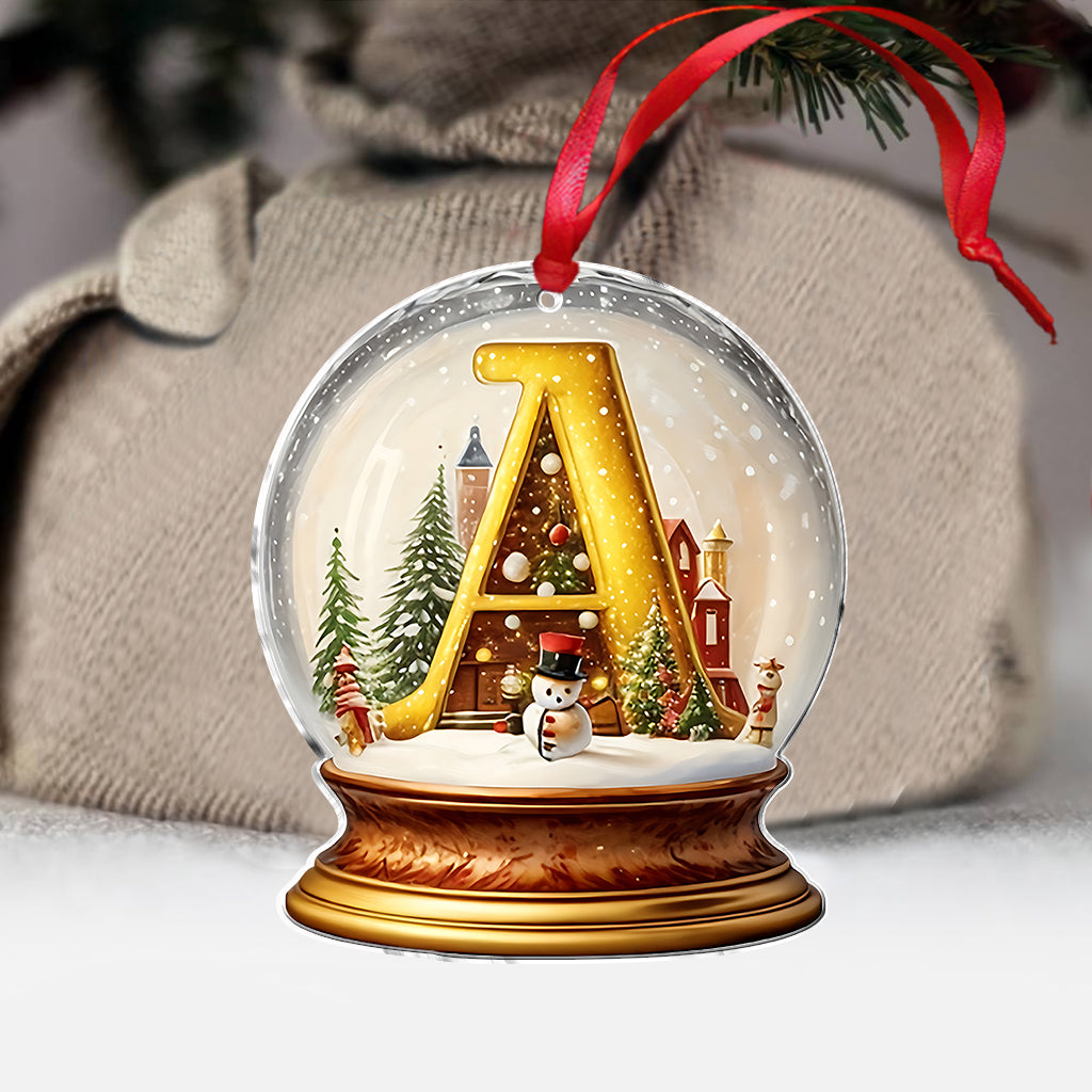 Alphabet de la boule à neige familiale - Ornement familial personnalisé
