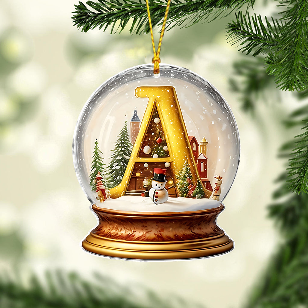 Alphabet de la boule à neige familiale - Ornement familial personnalisé