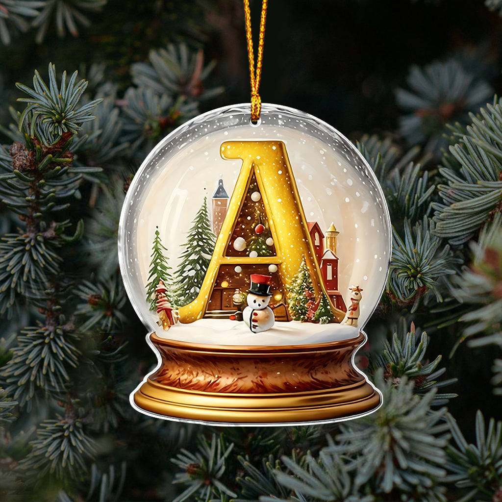 Alphabet de la boule à neige familiale - Ornement familial personnalisé