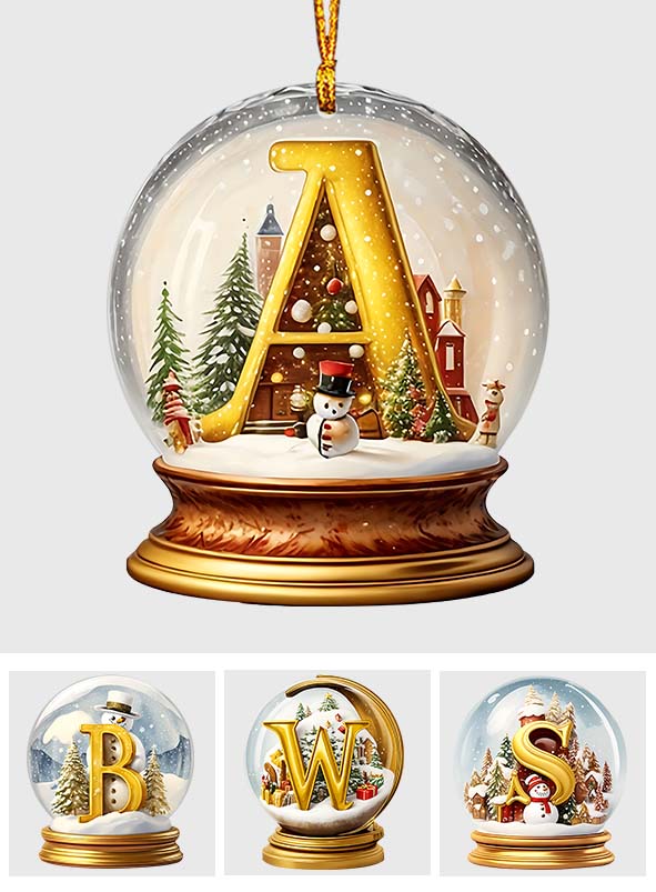 Alphabet de la boule à neige familiale - Ornement familial personnalisé
