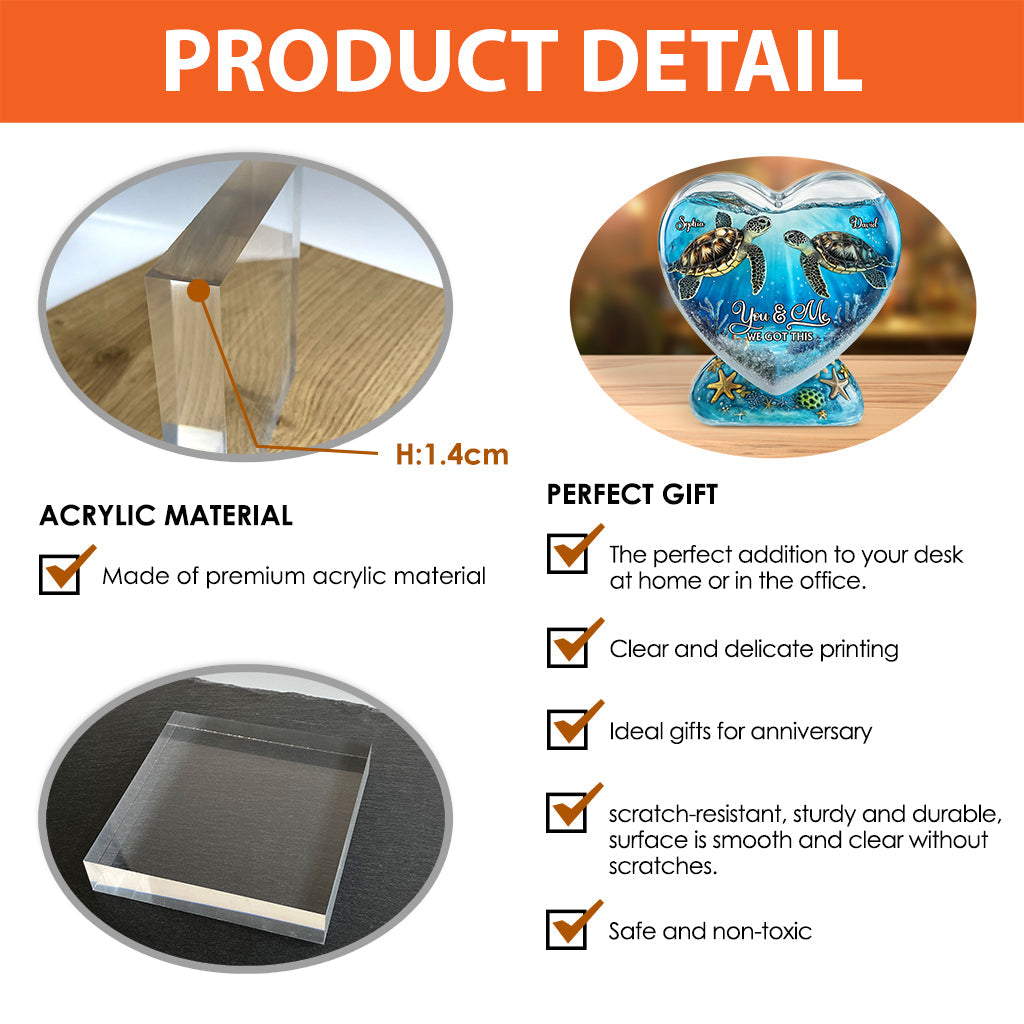 Toi et moi, on gère ! - Plaque acrylique personnalisée en forme de tortue