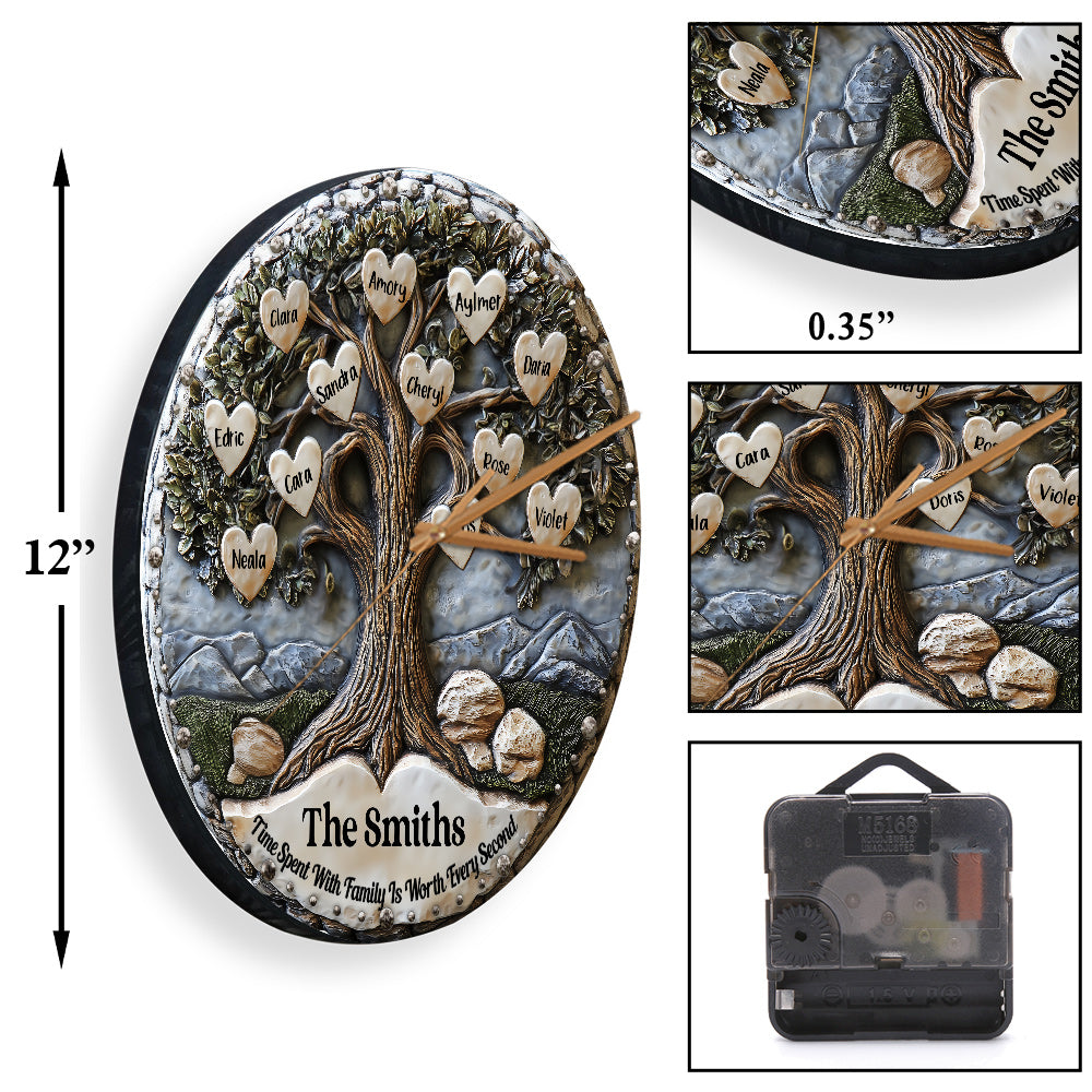 Chaque seconde passée en famille est précieuse - Horloge murale familiale personnalisée