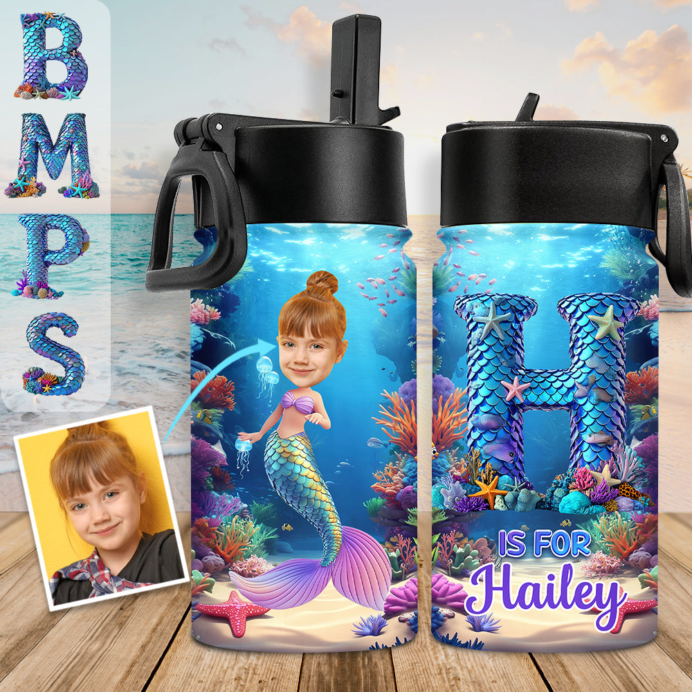 Beautiful Mermaid Alphabet - Personalized Kid Kids Water Bottle