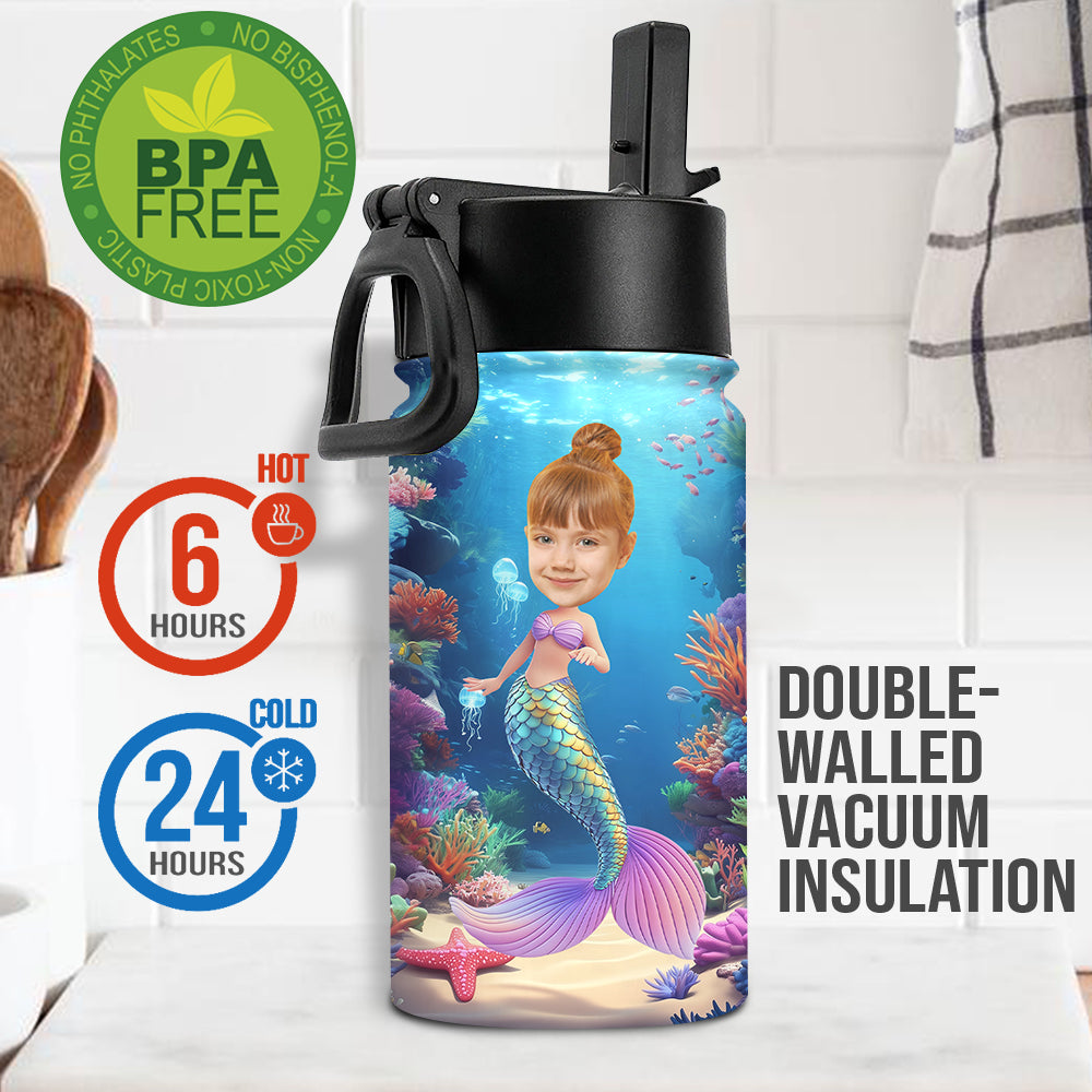 Beautiful Mermaid Alphabet - Personalized Kid Kids Water Bottle