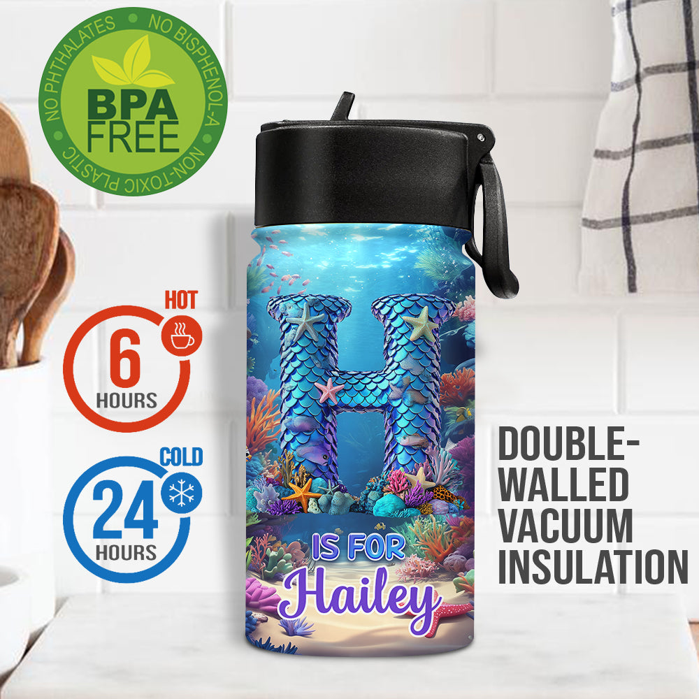 Beautiful Mermaid Alphabet - Personalized Kid Kids Water Bottle