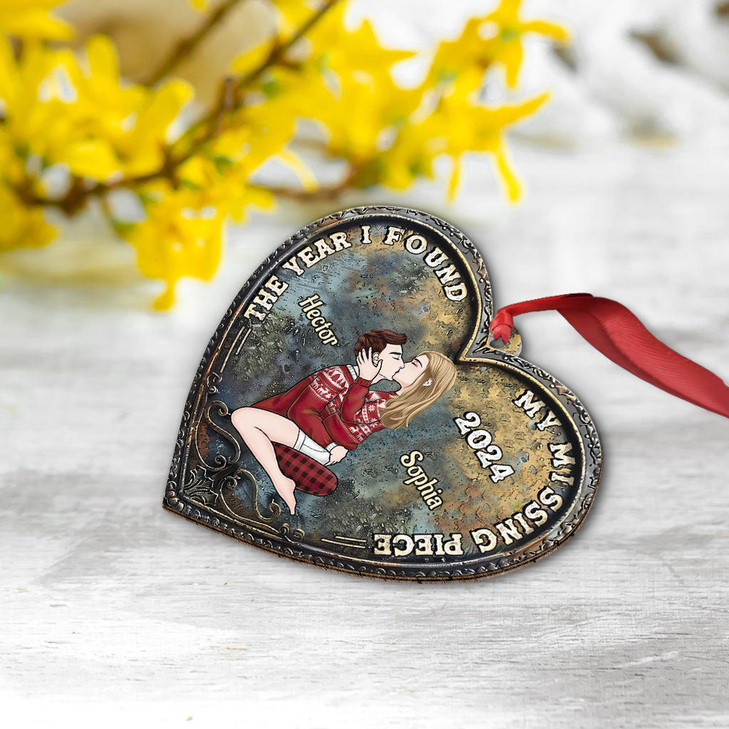 L'année où j'ai trouvé ma moitié - Couple qui s'embrasse - Ornement personnalisé pour couple