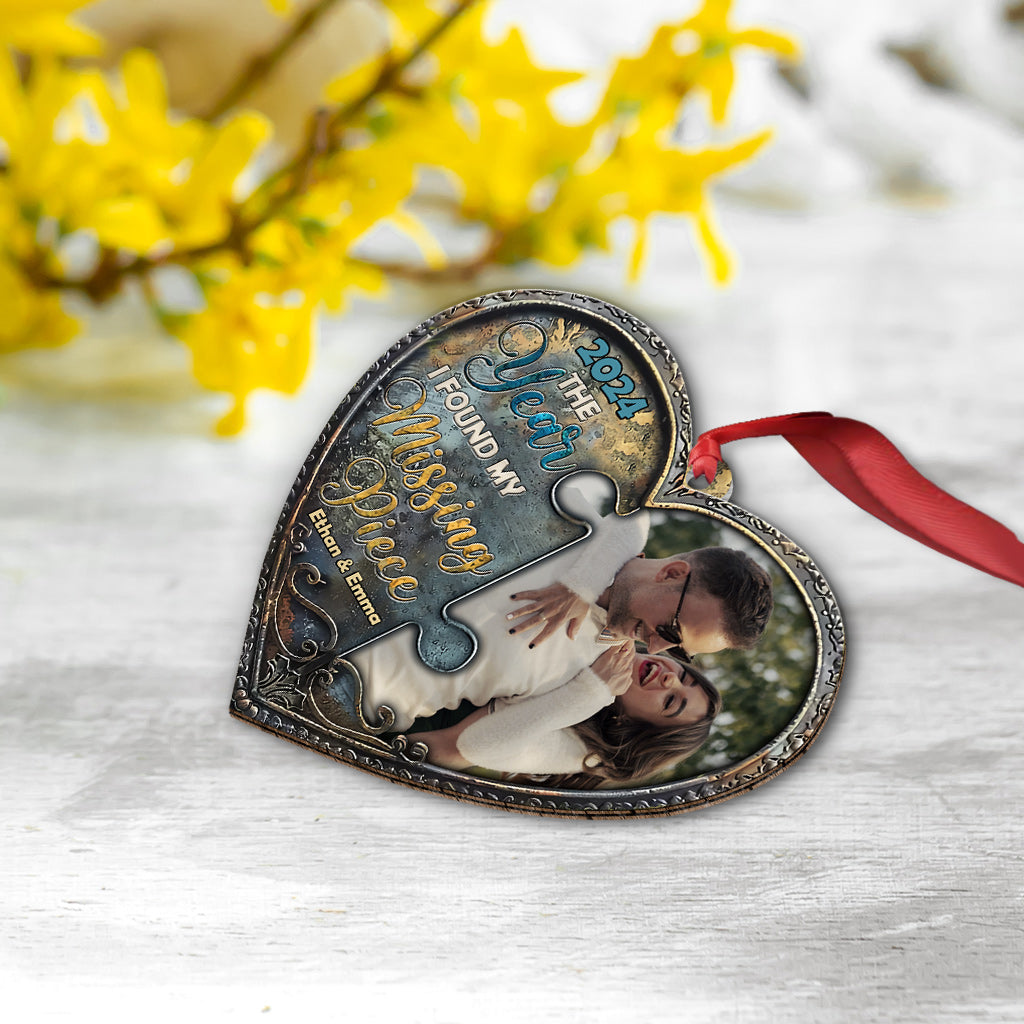 L'année où j'ai trouvé ma moitié - Couple qui s'embrasse - Ornement personnalisé pour couple