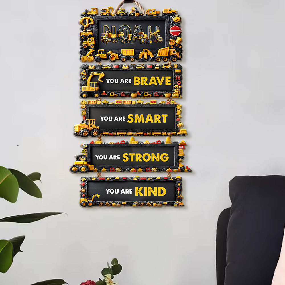 Tu es courageux, tu es intelligent - Panneau personnalisé en bois de palette pour enfant