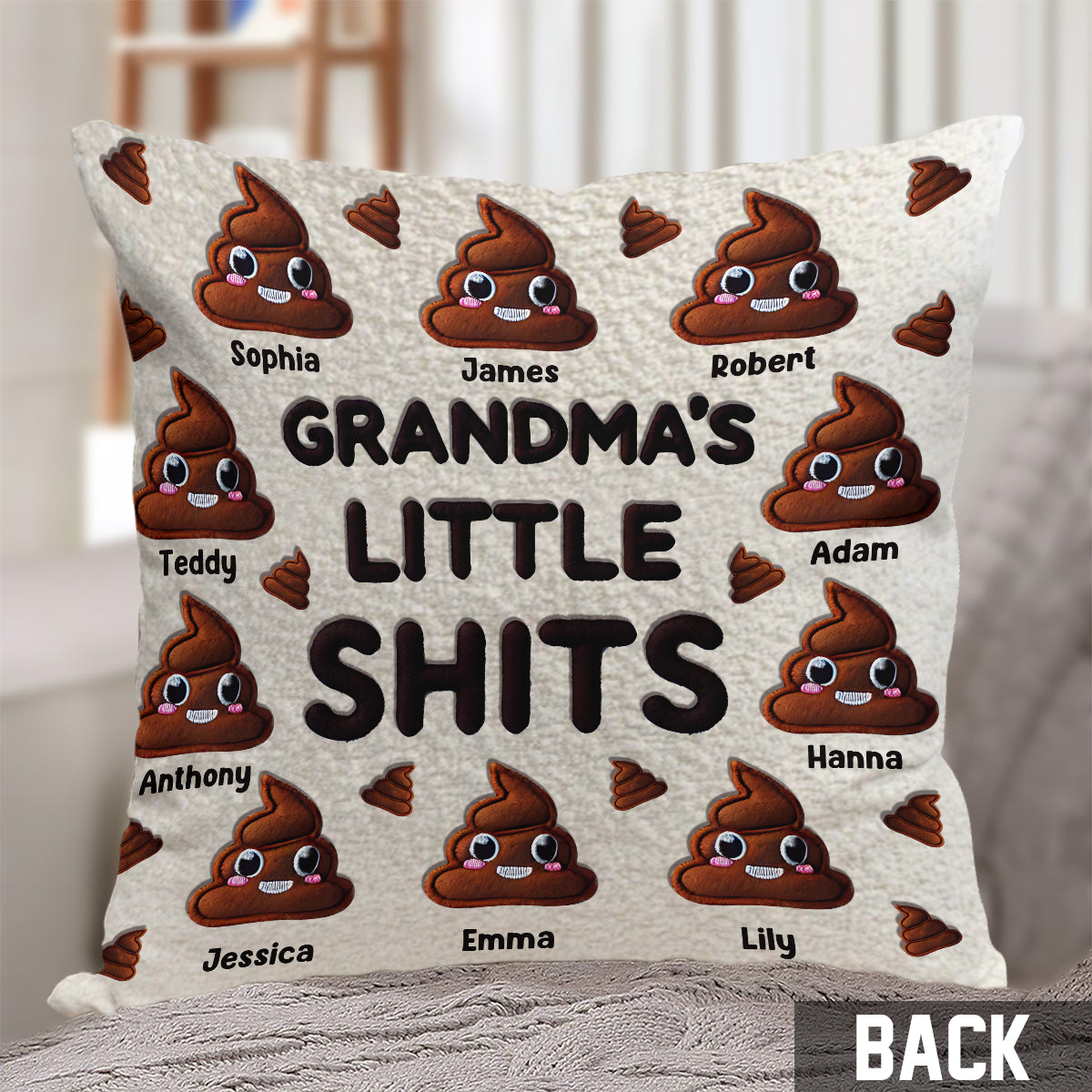 Grandma Nana Mama Little Shits - Personalized Grandma Throw Pillow