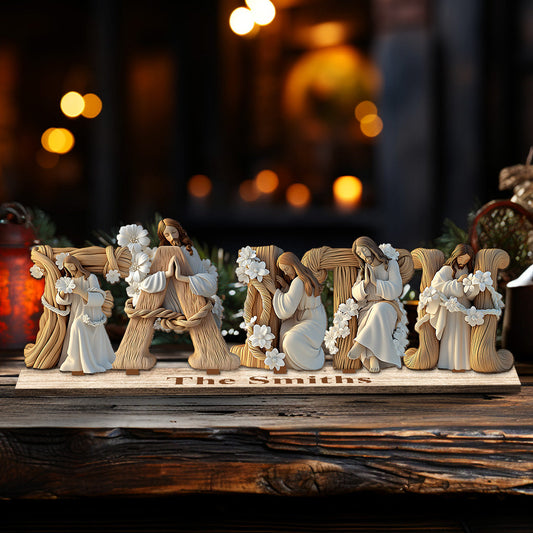 Sainte Famille - Décoration chrétienne personnalisée à un niveau, grand format, autoportante