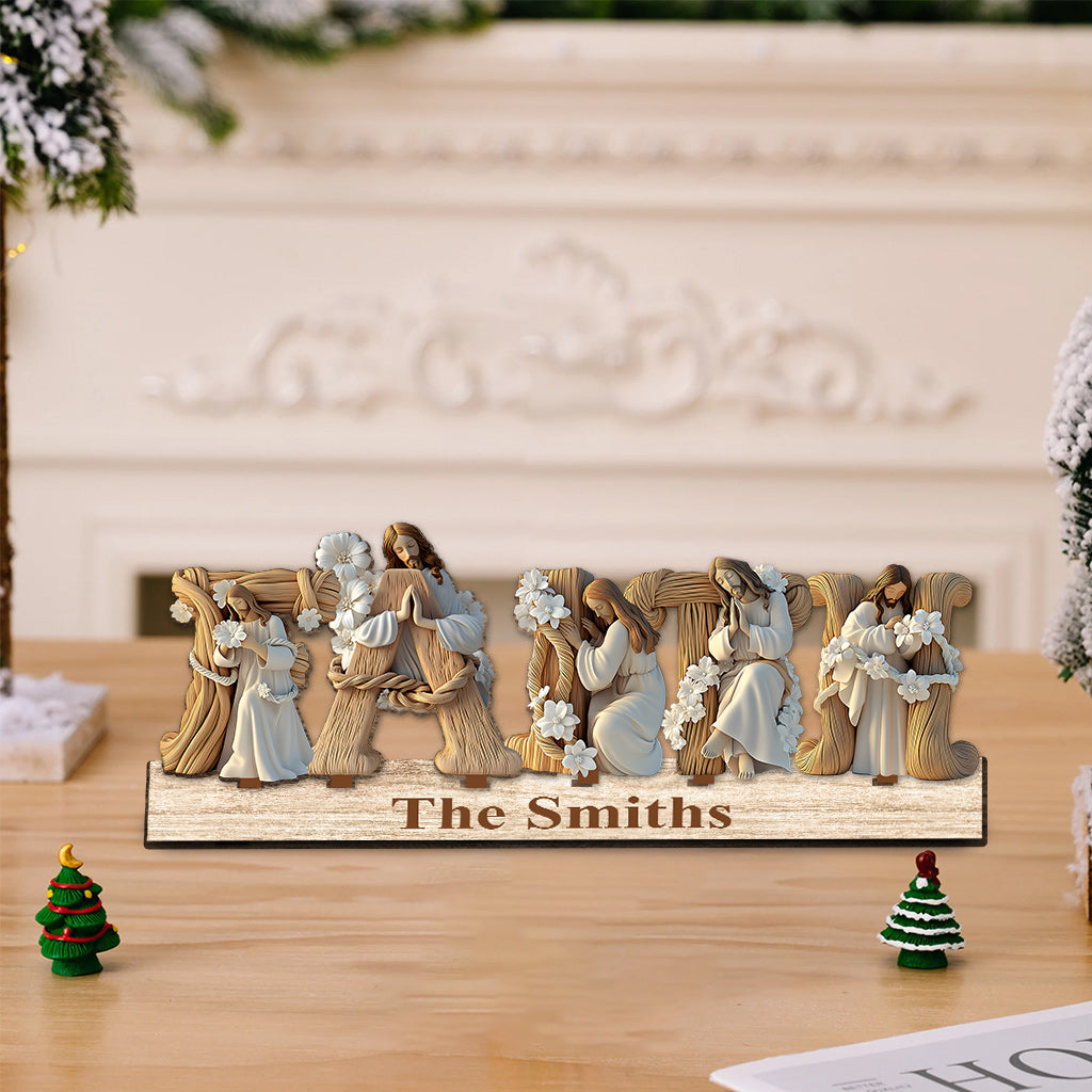 Sainte Famille - Décoration chrétienne personnalisée à un niveau, grand format, autoportante