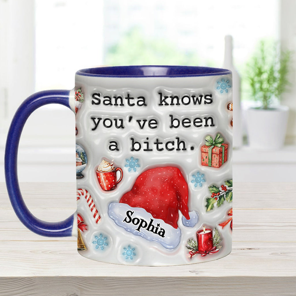 Santa Knows - Personalized Bestie Accent Mug