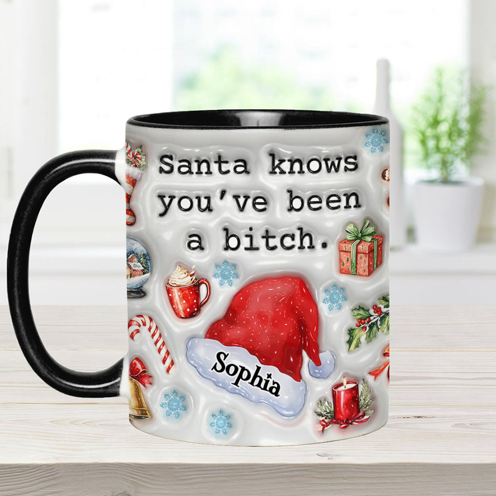 Santa Knows - Personalized Bestie Accent Mug