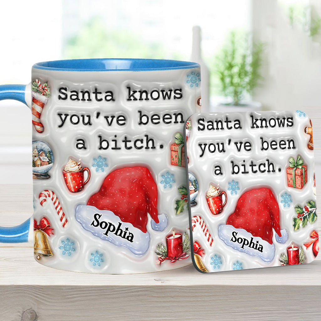 Santa Knows - Personalized Bestie Accent Mug