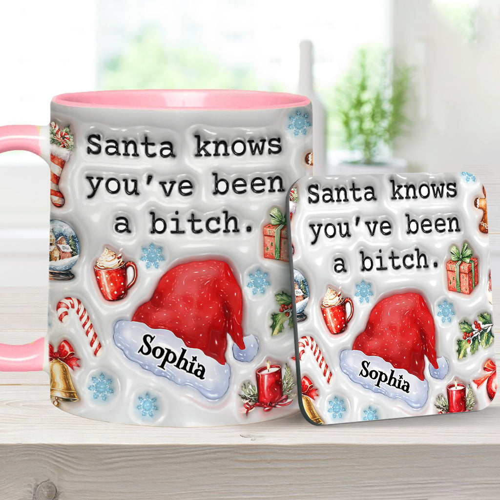 Santa Knows - Personalized Bestie Accent Mug