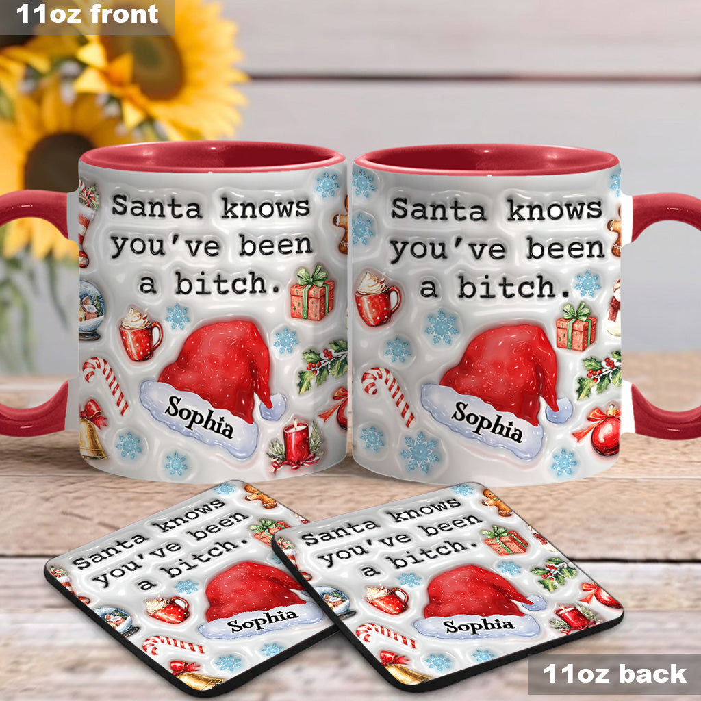 Santa Knows - Personalized Bestie Accent Mug