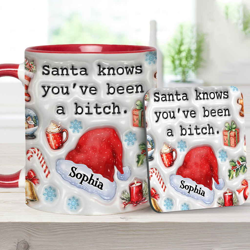 Santa Knows - Personalized Bestie Accent Mug