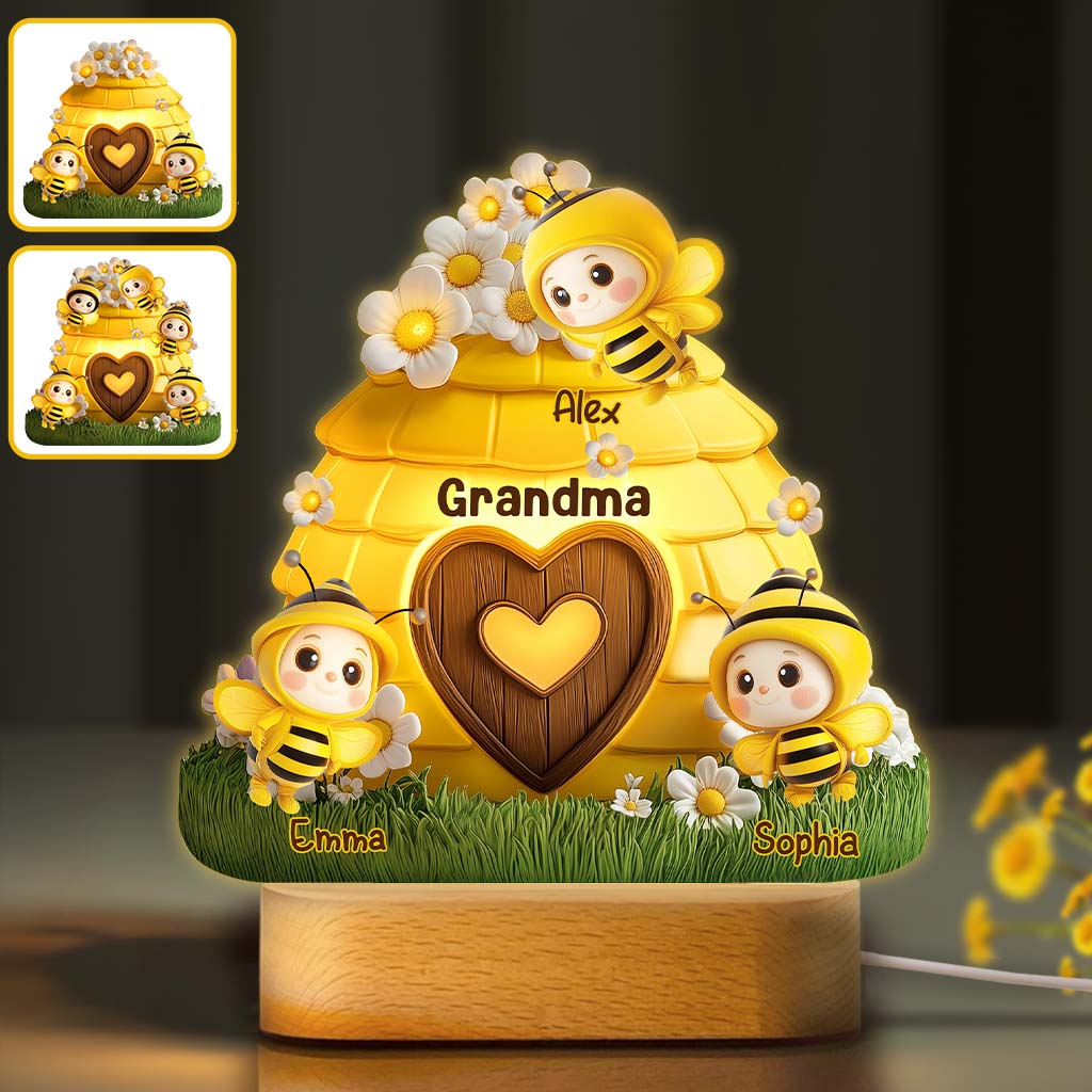 Raison d'être heureux - Plaque lumineuse personnalisée en forme de grand-mère