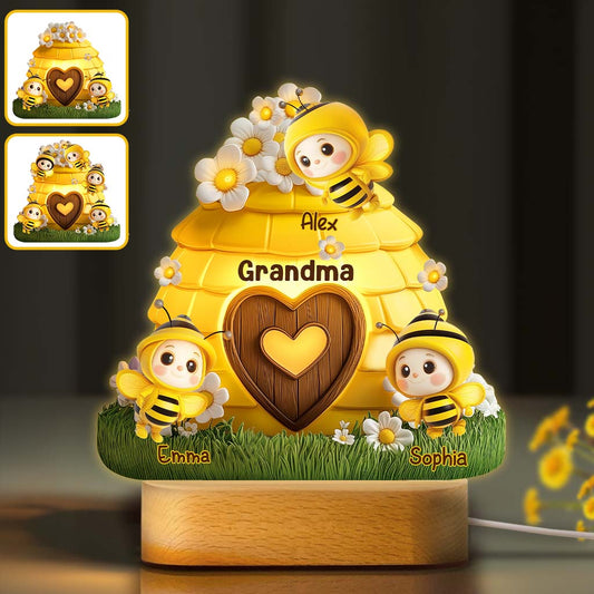 Raison d'être heureux - Plaque lumineuse personnalisée en forme de grand-mère
