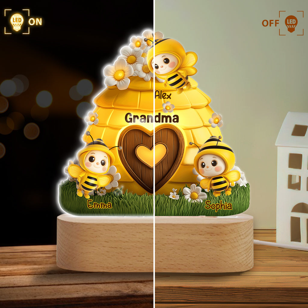 Raison d'être heureux - Plaque lumineuse personnalisée en forme de grand-mère