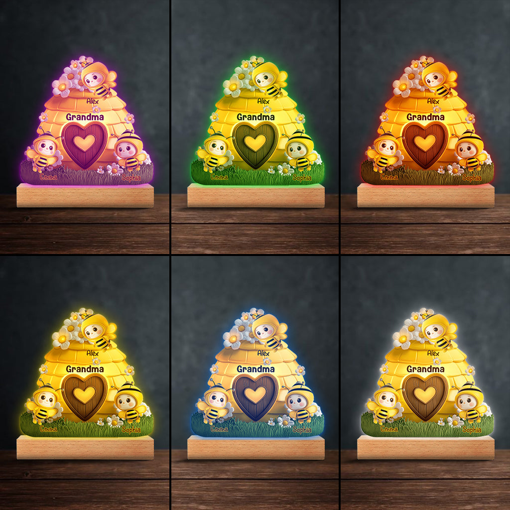 Raison d'être heureux - Plaque lumineuse personnalisée en forme de grand-mère