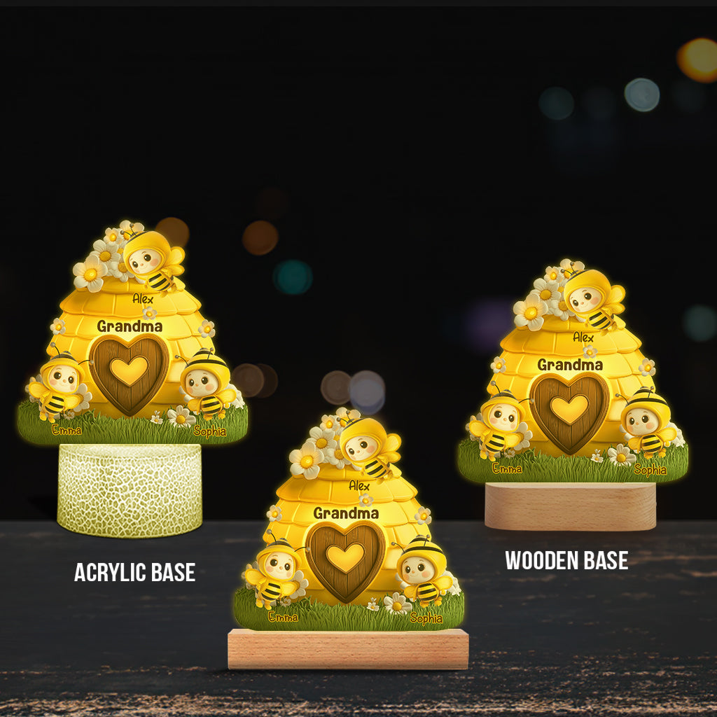 Raison d'être heureux - Plaque lumineuse personnalisée en forme de grand-mère